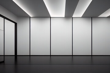 Beleuchteter Flur in einem Bürogebäude, 3D Hintergrund Illustration