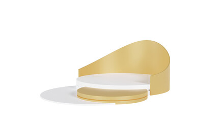 3d rendering podium display with gold color