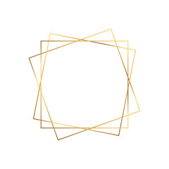 Fototapeta na wymiar Vector gold square frame. Rectangle element for wedding invitations and photo. Geometrical figure on a white background.