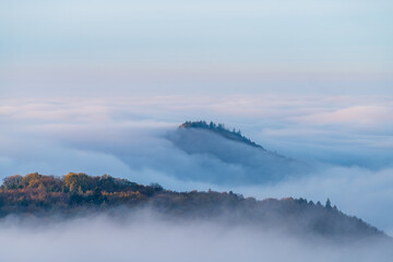 hügel im nebel im wald