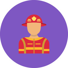 Fireman Multicolor Circle Flat Icon