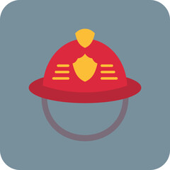 Firefighter Helmet Multicolor Round Corner Flat Icon