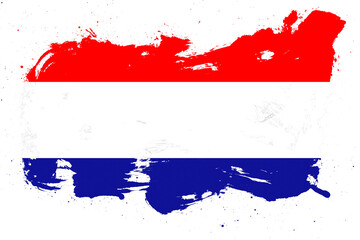 Croatia flag with painted grunge brush stroke effect on white background
