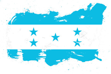 Honduras flag with painted grunge brush stroke effect on white background