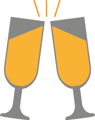 Champagne glasses icon, celebration christmas and new year, transparent backgrounds