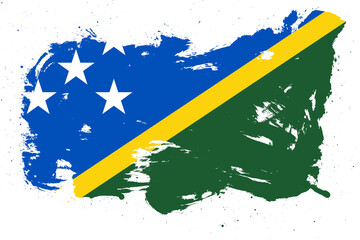 Solomon islands flag with painted grunge brush stroke effect on white background