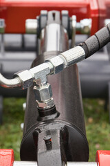 Black piston or actuator of hydraulic and pneumatic machine. Technology and engineering
