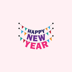 Happy New Year 2023 Lettering Greeting Card Template to Celebrate New Year Festive Holiday. Happy New Year Vector Lettering Illustration