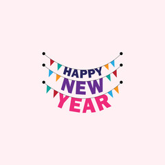 Obraz premium Happy New Year 2023 Lettering Greeting Card Template to Celebrate New Year Festive Holiday. Happy New Year Vector Lettering Illustration