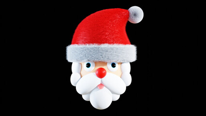 santa claus isolated on black christmas 3d render illustrartion