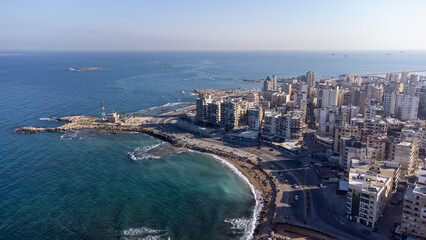 Aerial shot of Tripoli, the largest city in northern Lebann