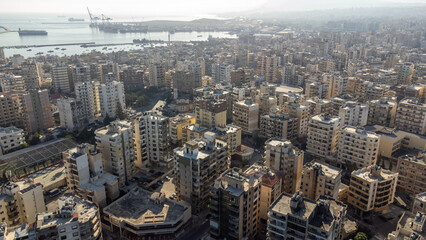 Obraz premium Aerial shot of Tripoli, the largest city in northern Lebann