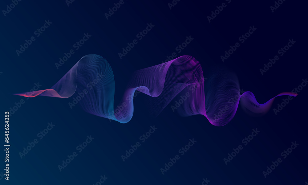 Poster abstract particles wave is a wave that transmits information to another. overlapping several layers 