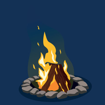 Camping Hot Bonfire Flat Icon. Bonfire or campfire. Orange fire and flame. Element of a hike. Heat and hot object. illustration of Happy Lohri holiday background for Punjabi sikh festival flyer poster