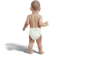 Baby, newborn in the diaper. Transparent background. 