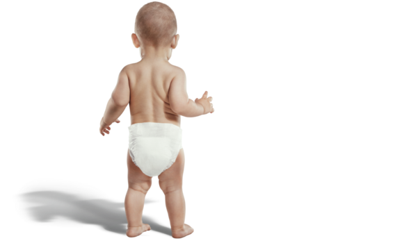 Baby, newborn in the diaper. Transparent background.  - Powered by Adobe