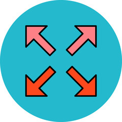 Maximize Multicolor Circle Filled Line Icon