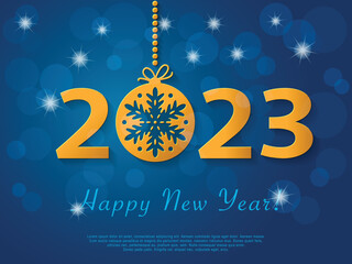 Happy New Year 2023 design with christmas ball with snowflake - 545625801