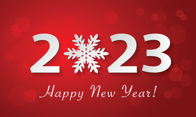Happy New Year 2023 design with christmas ball with snowflake - 545625814