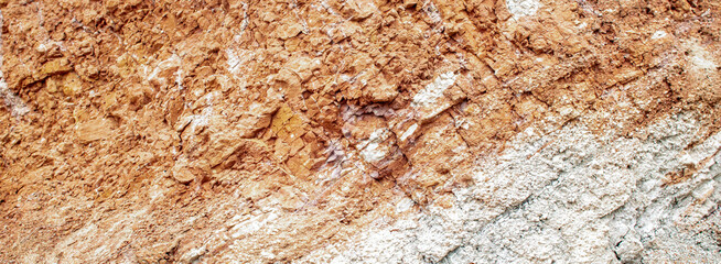 Wide view texture of natural clay, cracks on the surface