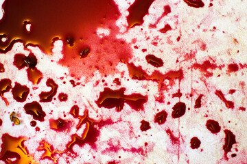 Blood stains and splashes on the surface, abstract background