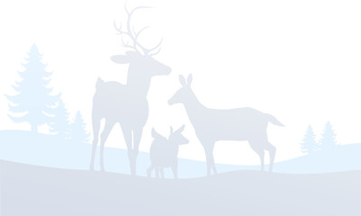 A Christmas deer silhouette snowscape winter snow landscape
