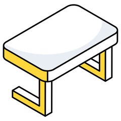 A glyph isometric design icon of desk 