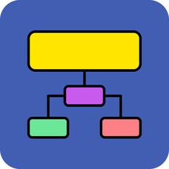 Hierarchical Structure Multicolor Round Corner Filled Line Icon