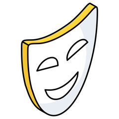       Happy face mask, theater mask icon