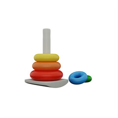 Wooden pyramid children's toy made of colorful rings