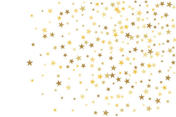 Star confetti. Gold casual confetti background. Bright design pattern.