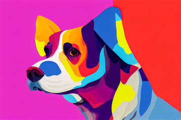 Portrait of a dog in pop art style.