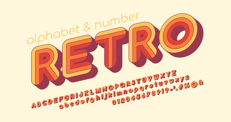 Decorative striped vintage retro italic alphabet in 70s style. Typography сolourful vector alphabet and font with rounded edges. Vector illustration