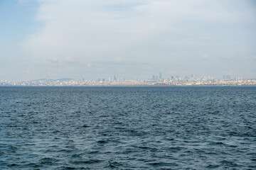 Istanbul, Turkey. 11 12 2022. View of the city and buildings of the Anatolian side of Istanbul from the sea.