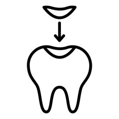 Dental filling outline icon. Tooth decay illustration.