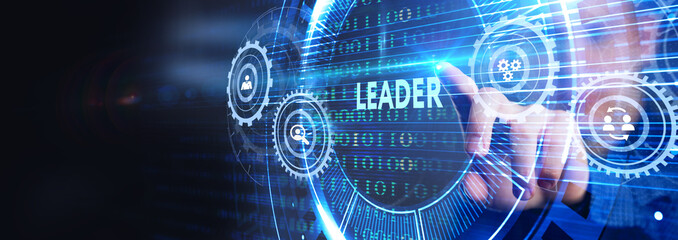 Successful team leader.  Business leadership concepts. A successful team leader is a manager market leader.