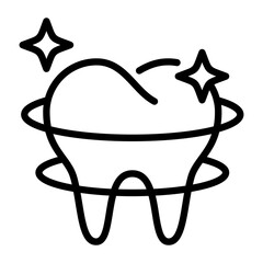 Tooth whitening outline icon. Dental care illustration.