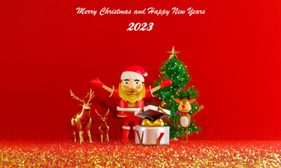 Merry Christmas and New Year background 3D rendering.