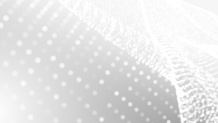 Dot white gray wave light technology texture background. Abstract big data digital concept. 3d rendering.