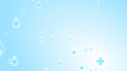 Medical health cross white on blue sanitizer drop pattern background. Abstract healthcare clean and Hygiene concept.
