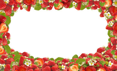 Fototapeta premium Frame strawberry fruit isolated
