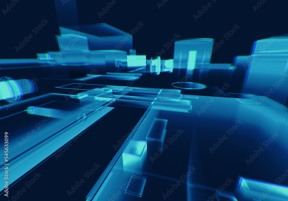 Aufkleber abstract 3d blue blockchain isometric digital technology texture background.