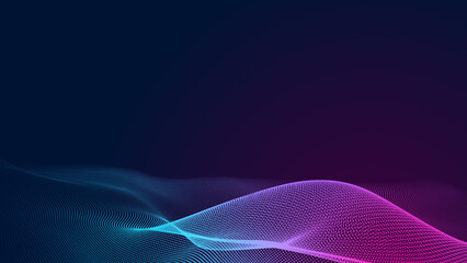 Abstract dot blue purple wave gradient texture technology background.