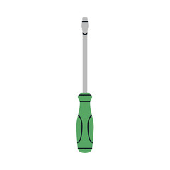 Hand drawn vector illustration of a screwdriver. Tool with a flattened, cross-shaped, or star-shaped tip that fits into the head of a screw to turn it.  Repair work, construction, home tools concept.