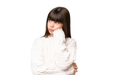 Little caucasian girl over isolated background with tired and bored expression