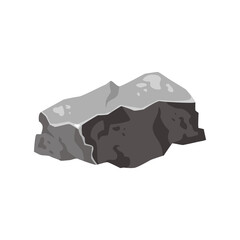 Stone solid natural building material . Landscape element. Coal black mineral rock. Gravel pebbles, gray heap isolated vector illustration