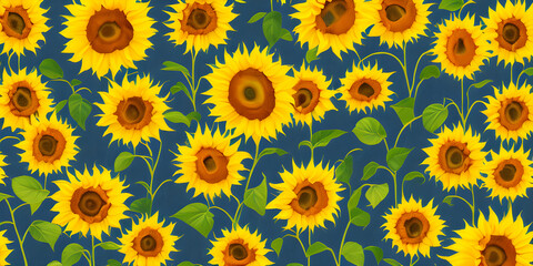 Fototapeta na wymiar pattern of sunflowers