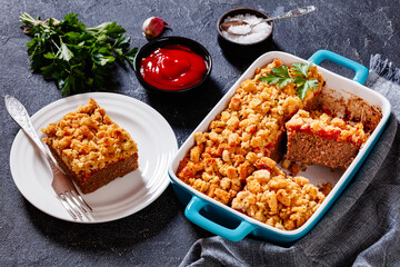 Meatloaf and Stuffing Casserole ground beef dinner