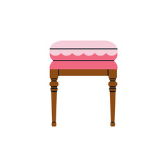 Illustration of a stool, ottoman. Antique furniture, Renaissance style. For museum and palace interiors. Room decoration. Hand draw vector illustration isolated on white background.