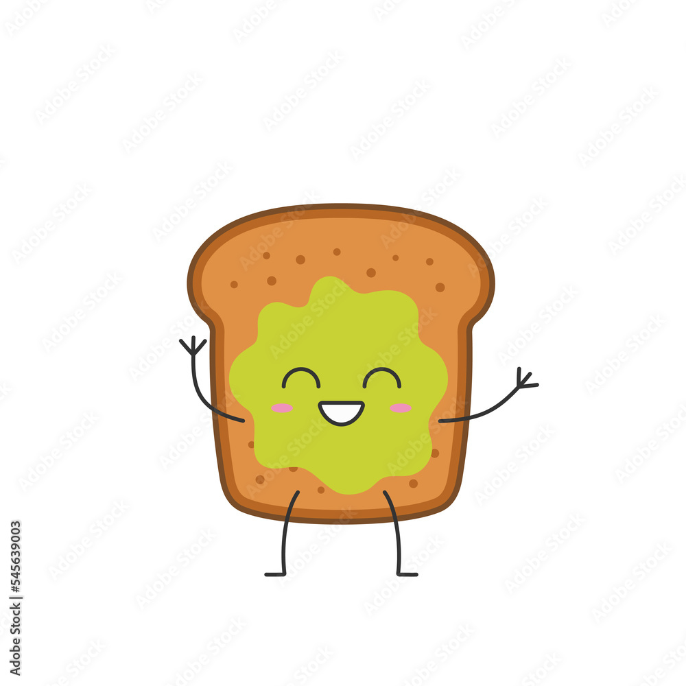 Canvas Prints avocado toast cute character cartoon greet smile face cheerful kawaii joy happy emotions symbol brea